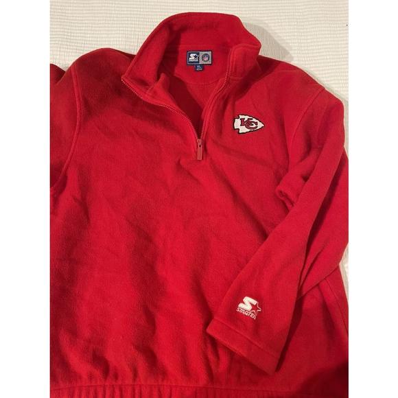 Starter Black Label Red Kansas City Chiefs 1/4in Zip Neck Jacket Adults Size XL - Picture 7 of 7